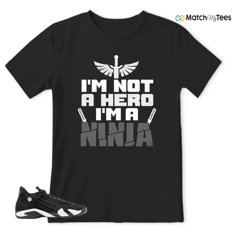 NIKE JORDAN 14 RETRO BLACK WHITE SNEAKER Matching Tees t-shirt