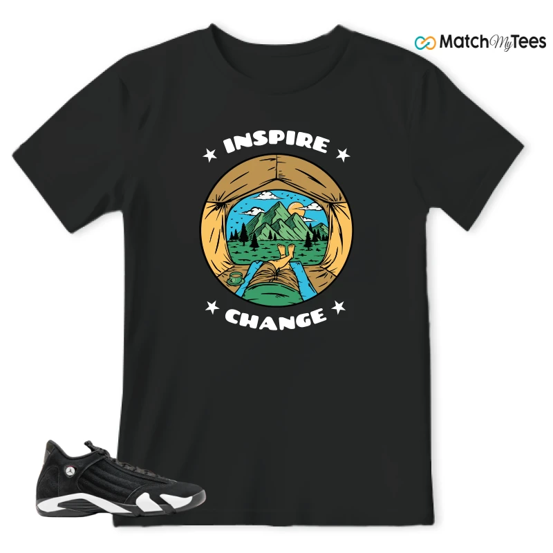 NIKE JORDAN 14 RETRO BLACK WHITE SNEAKER Matching Tees t-shirt