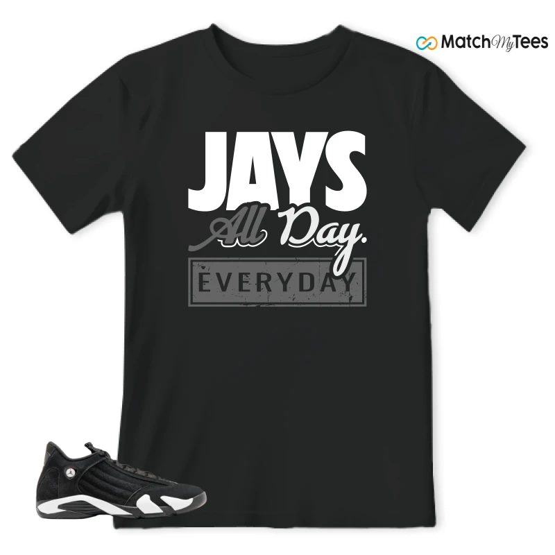 NIKE JORDAN 14 RETRO BLACK WHITE SNEAKER Matching Tees t-shirt