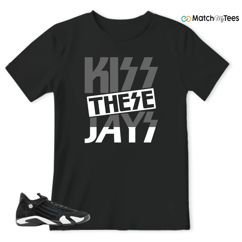 NIKE JORDAN 14 RETRO BLACK WHITE SNEAKER Matching Tees t-shirt