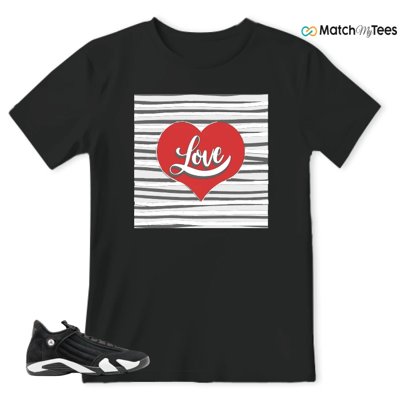 NIKE JORDAN 14 RETRO BLACK WHITE SNEAKER Matching Tees t-shirt