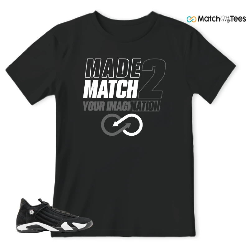 NIKE JORDAN 14 RETRO BLACK WHITE SNEAKER Matching Tees t-shirt