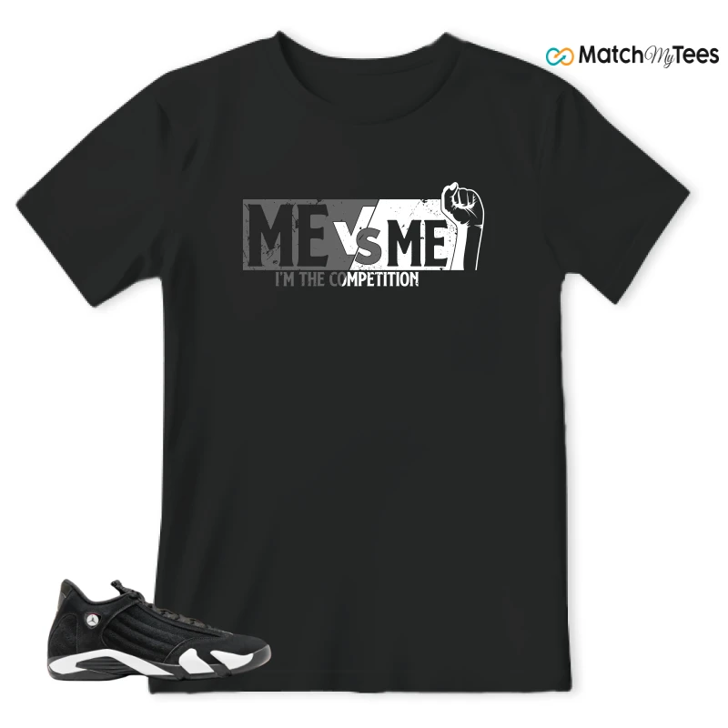 NIKE JORDAN 14 RETRO BLACK WHITE SNEAKER Matching Tees t-shirt