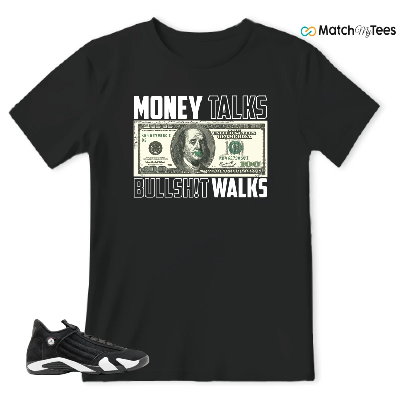 NIKE JORDAN 14 RETRO BLACK WHITE SNEAKER Matching Tees t-shirt