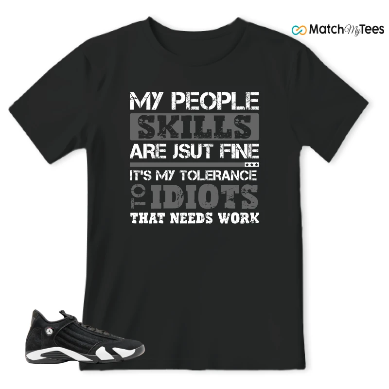 NIKE JORDAN 14 RETRO BLACK WHITE SNEAKER Matching Tees t-shirt