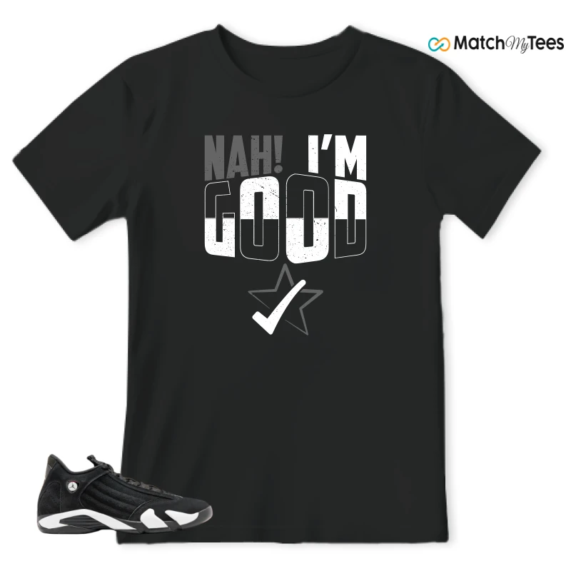 NIKE JORDAN 14 RETRO BLACK WHITE SNEAKER Matching Tees t-shirt