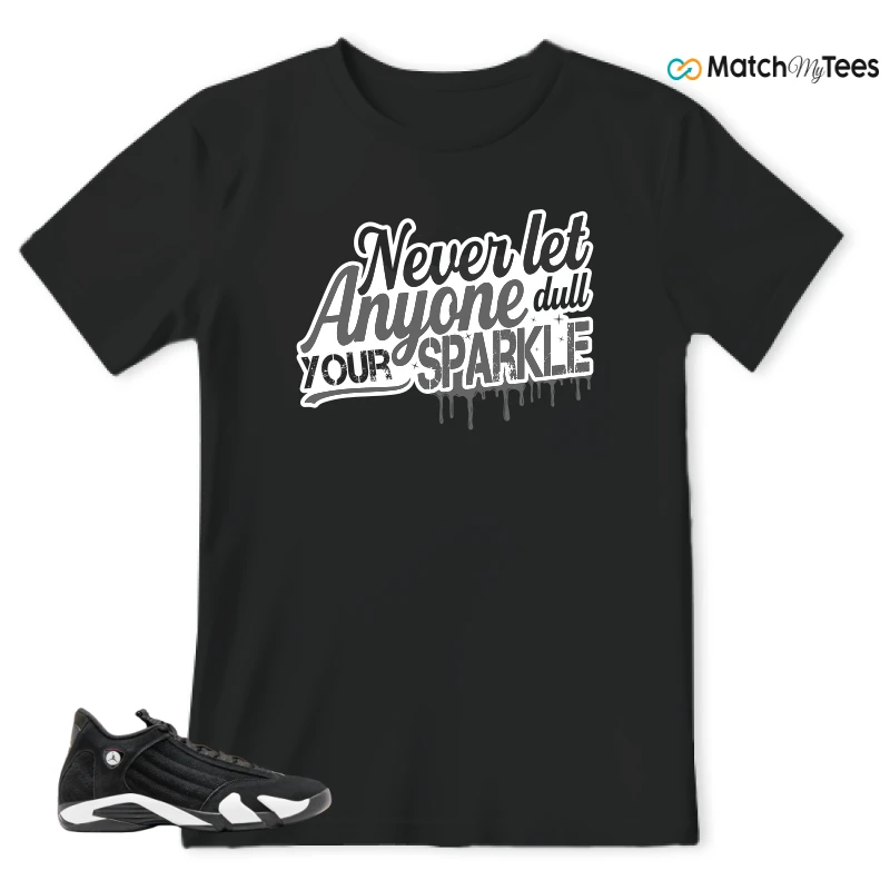 NIKE JORDAN 14 RETRO BLACK WHITE SNEAKER Matching Tees t-shirt