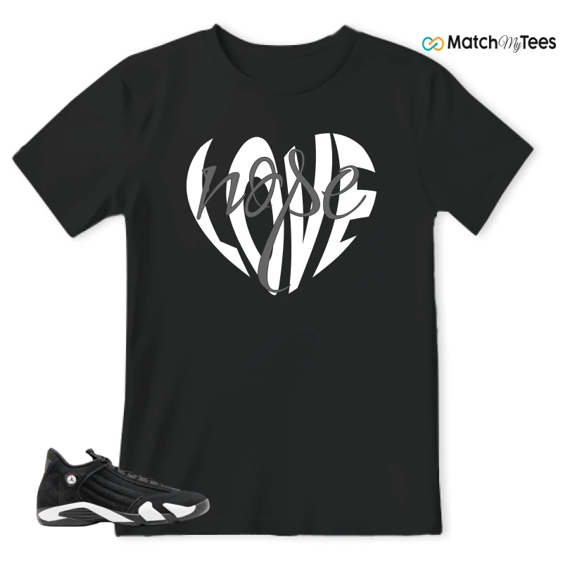 NIKE JORDAN 14 RETRO BLACK WHITE SNEAKER Matching Tees t-shirt
