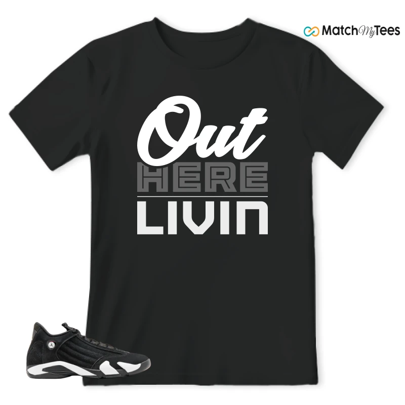 NIKE JORDAN 14 RETRO BLACK WHITE SNEAKER Matching Tees t-shirt
