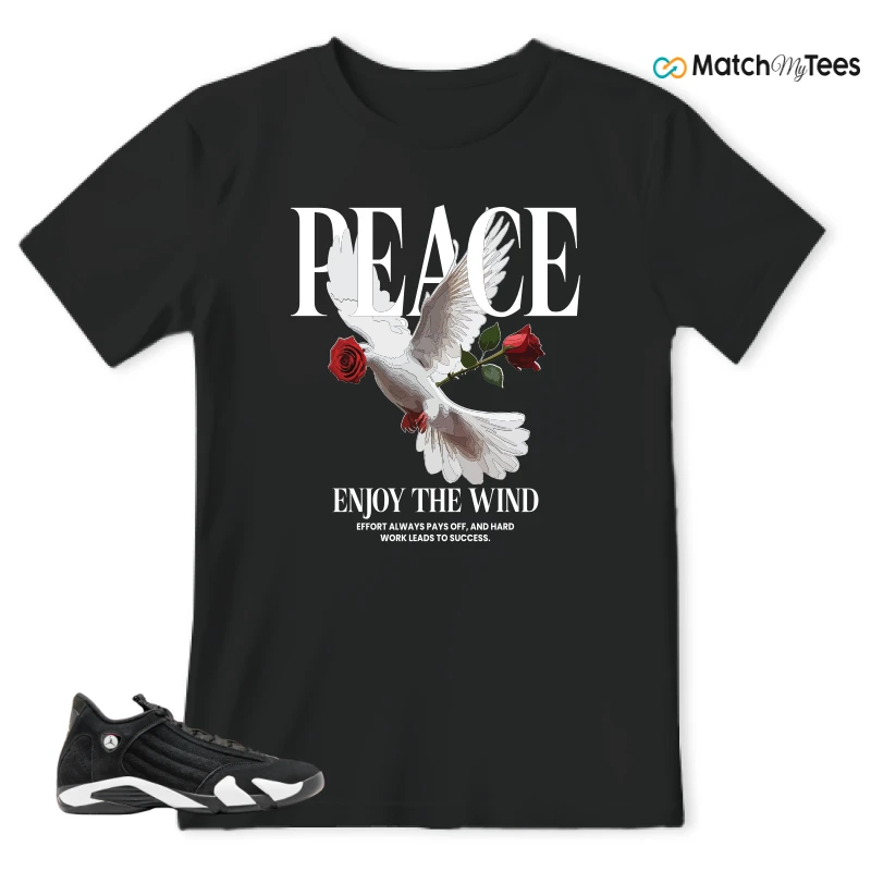 NIKE JORDAN 14 RETRO BLACK WHITE SNEAKER Matching Tees t-shirt
