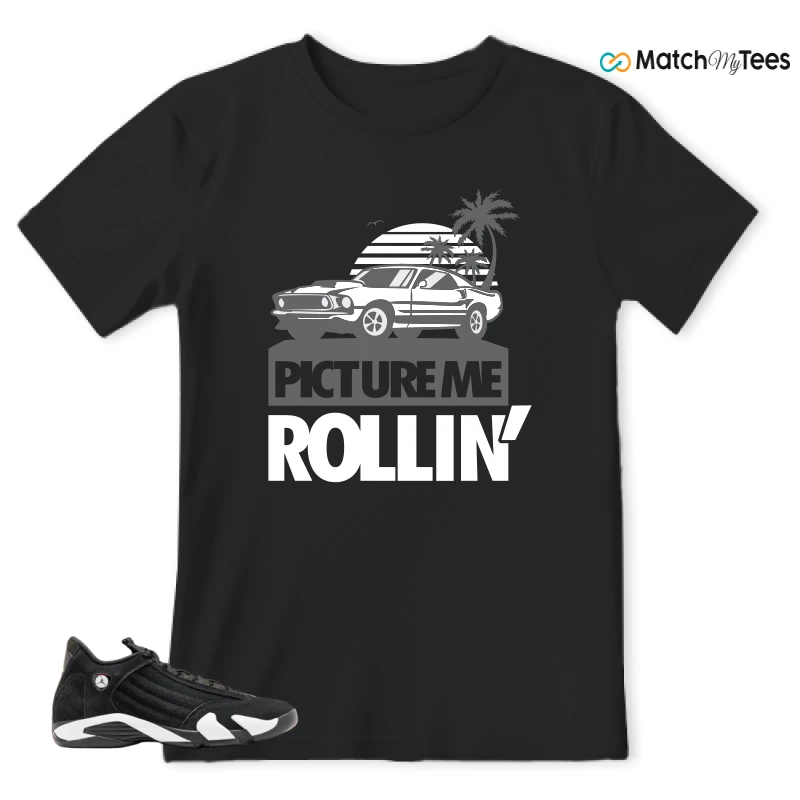 NIKE JORDAN 14 RETRO BLACK WHITE SNEAKER Matching Tees t-shirt
