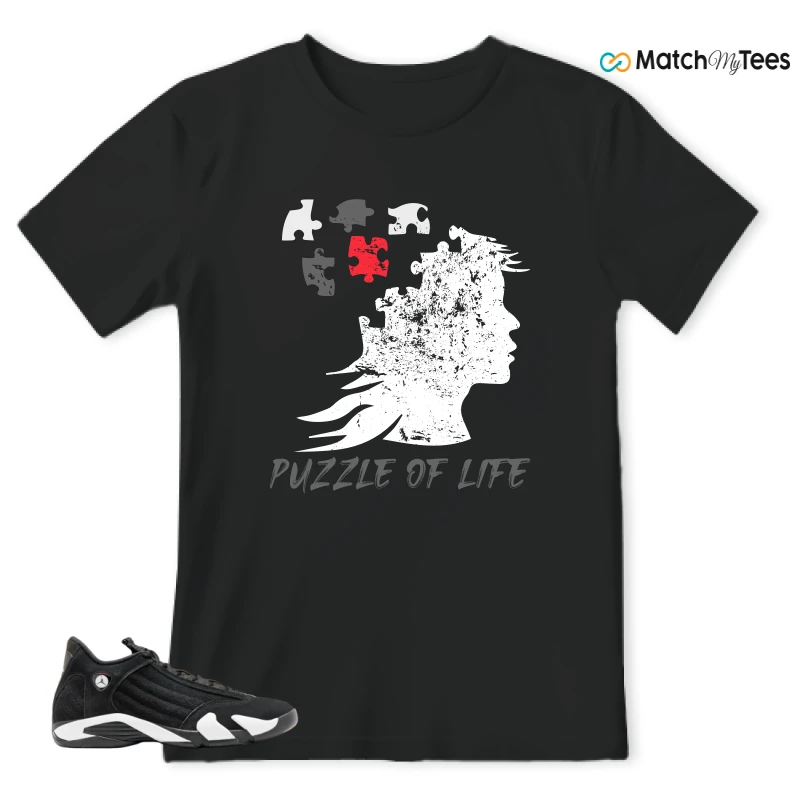 NIKE JORDAN 14 RETRO BLACK WHITE SNEAKER Matching Tees t-shirt