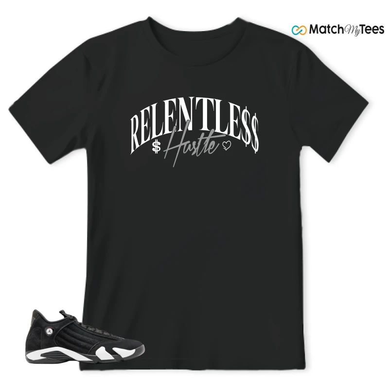 NIKE JORDAN 14 RETRO BLACK WHITE SNEAKER Matching Tees t-shirt