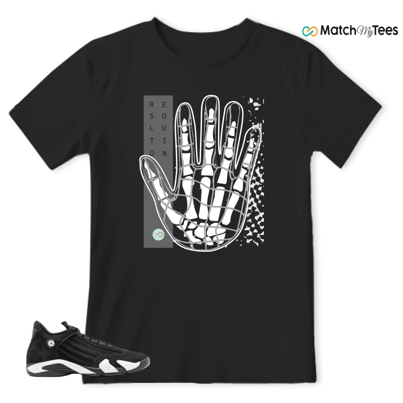 NIKE JORDAN 14 RETRO BLACK WHITE SNEAKER Matching Tees t-shirt