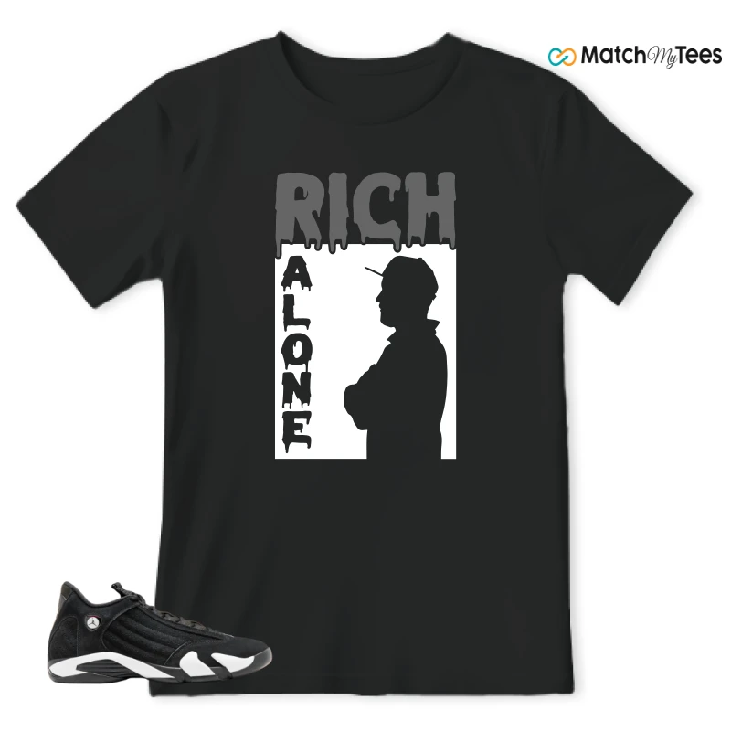 NIKE JORDAN 14 RETRO BLACK WHITE SNEAKER Matching Tees t-shirt
