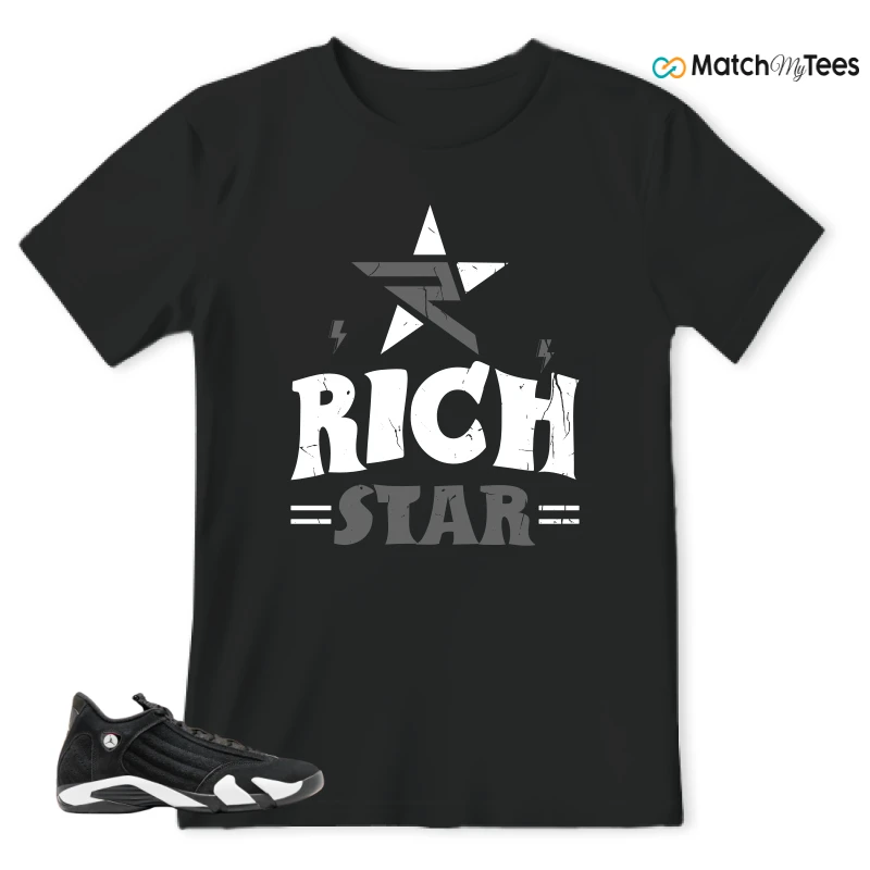 NIKE JORDAN 14 RETRO BLACK WHITE SNEAKER Matching Tees t-shirt
