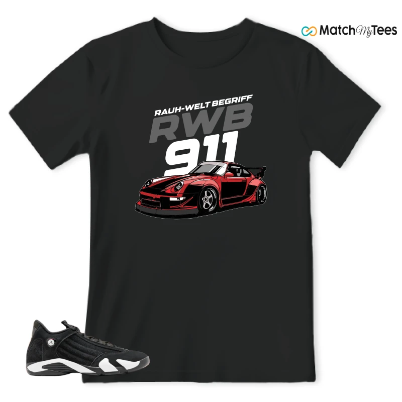 NIKE JORDAN 14 RETRO BLACK WHITE SNEAKER Matching Tees t-shirt