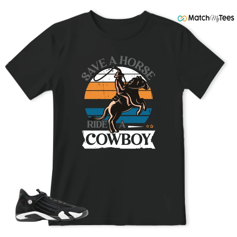 NIKE JORDAN 14 RETRO BLACK WHITE SNEAKER Matching Tees t-shirt
