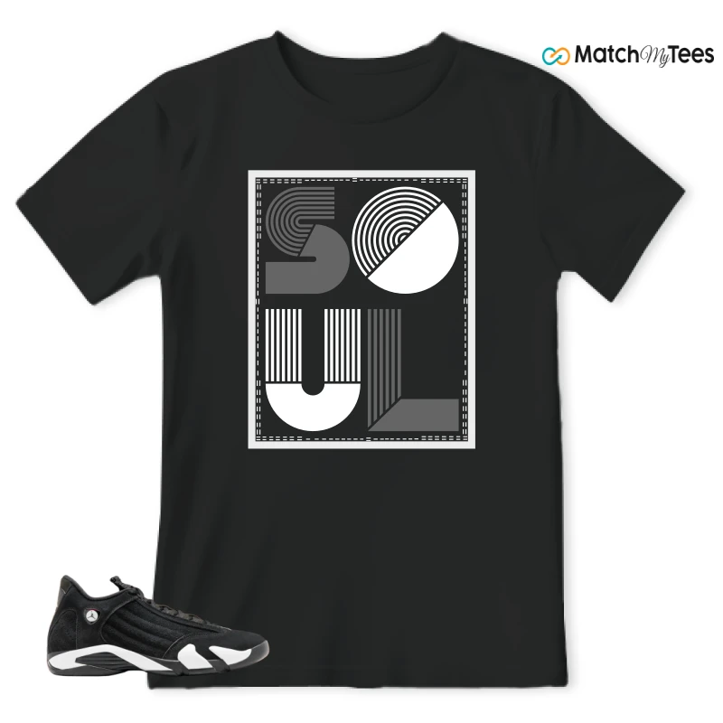 NIKE JORDAN 14 RETRO BLACK WHITE SNEAKER Matching Tees t-shirt
