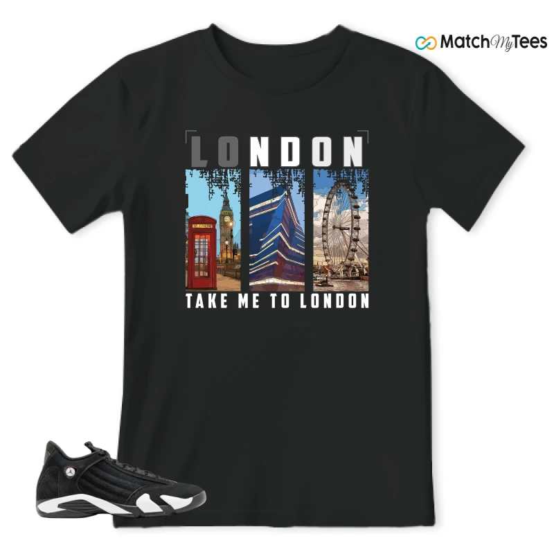 NIKE JORDAN 14 RETRO BLACK WHITE SNEAKER Matching Tees t-shirt