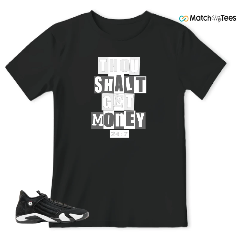 NIKE JORDAN 14 RETRO BLACK WHITE SNEAKER Matching Tees t-shirt