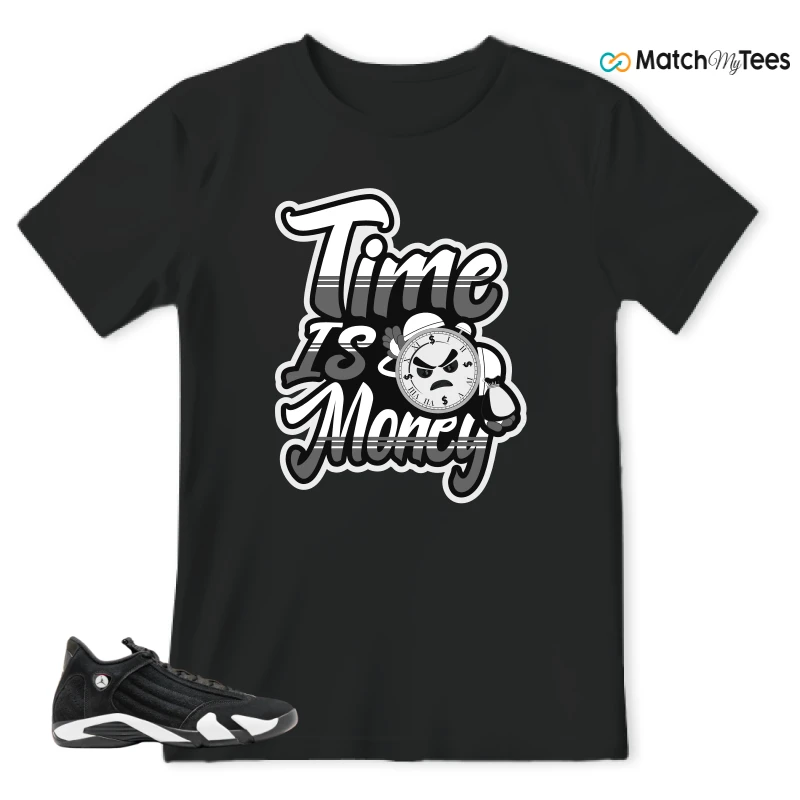 NIKE JORDAN 14 RETRO BLACK WHITE SNEAKER Matching Tees t-shirt