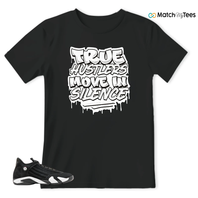 NIKE JORDAN 14 RETRO BLACK WHITE SNEAKER Matching Tees t-shirt