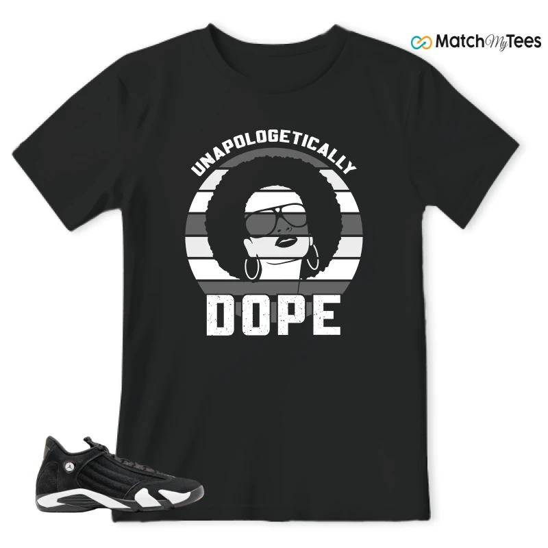NIKE JORDAN 14 RETRO BLACK WHITE SNEAKER Matching Tees t-shirt