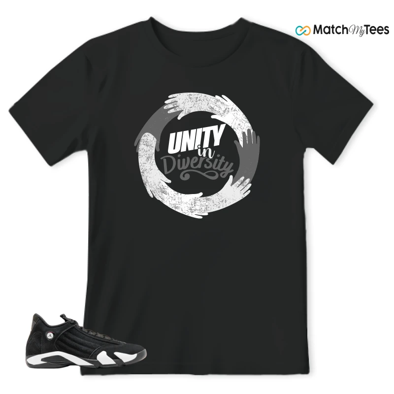 NIKE JORDAN 14 RETRO BLACK WHITE SNEAKER Matching Tees t-shirt