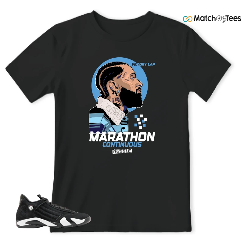 NIKE JORDAN 14 RETRO BLACK WHITE SNEAKER Matching Tees t-shirt