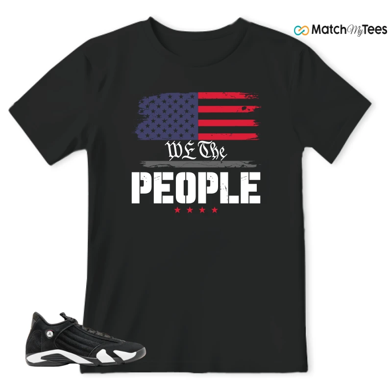 NIKE JORDAN 14 RETRO BLACK WHITE SNEAKER Matching Tees t-shirt