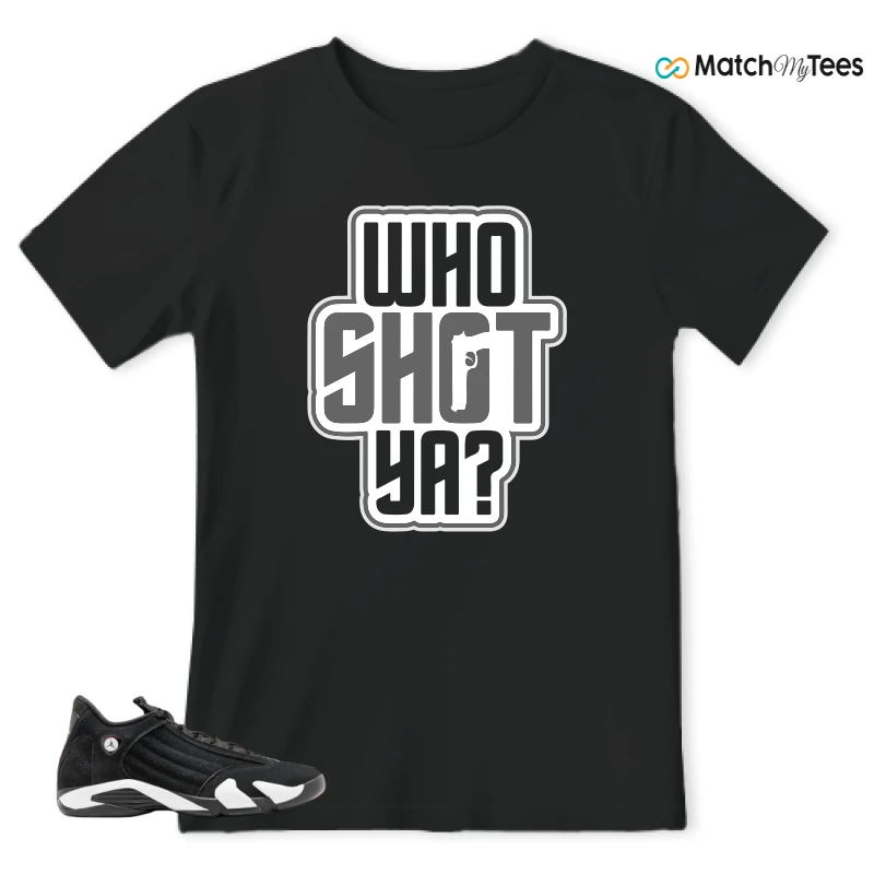 NIKE JORDAN 14 RETRO BLACK WHITE SNEAKER Matching Tees t-shirt