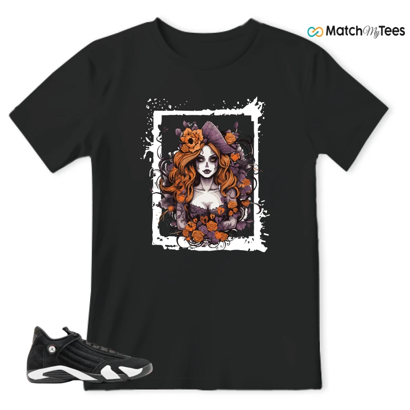 NIKE JORDAN 14 RETRO BLACK WHITE SNEAKER Matching Tees t-shirt