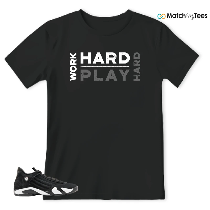 NIKE JORDAN 14 RETRO BLACK WHITE SNEAKER Matching Tees t-shirt