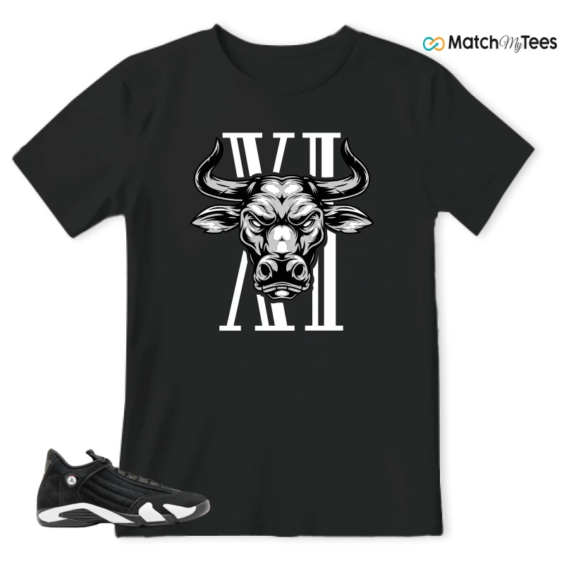 NIKE JORDAN 14 RETRO BLACK WHITE SNEAKER Matching Tees t-shirt