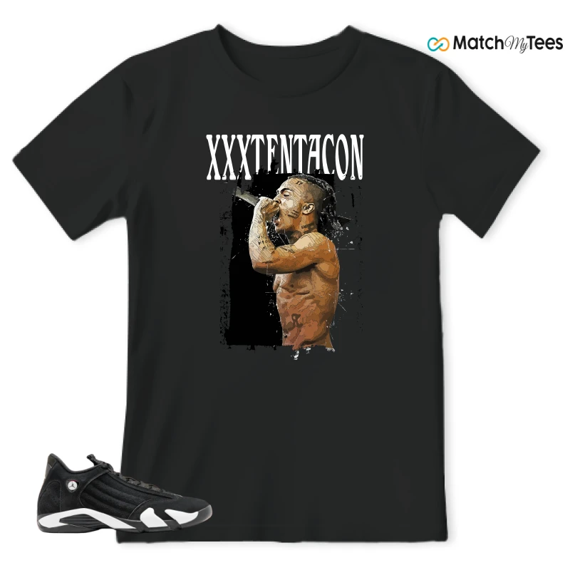 NIKE JORDAN 14 RETRO BLACK WHITE SNEAKER Matching Tees t-shirt