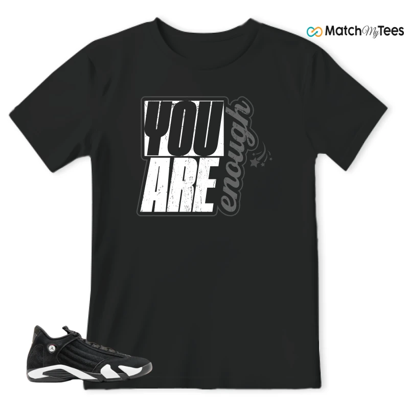 NIKE JORDAN 14 RETRO BLACK WHITE SNEAKER Matching Tees t-shirt