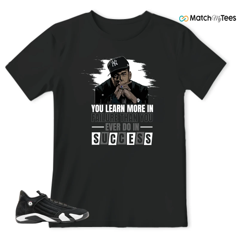 NIKE JORDAN 14 RETRO BLACK WHITE SNEAKER Matching Tees t-shirt