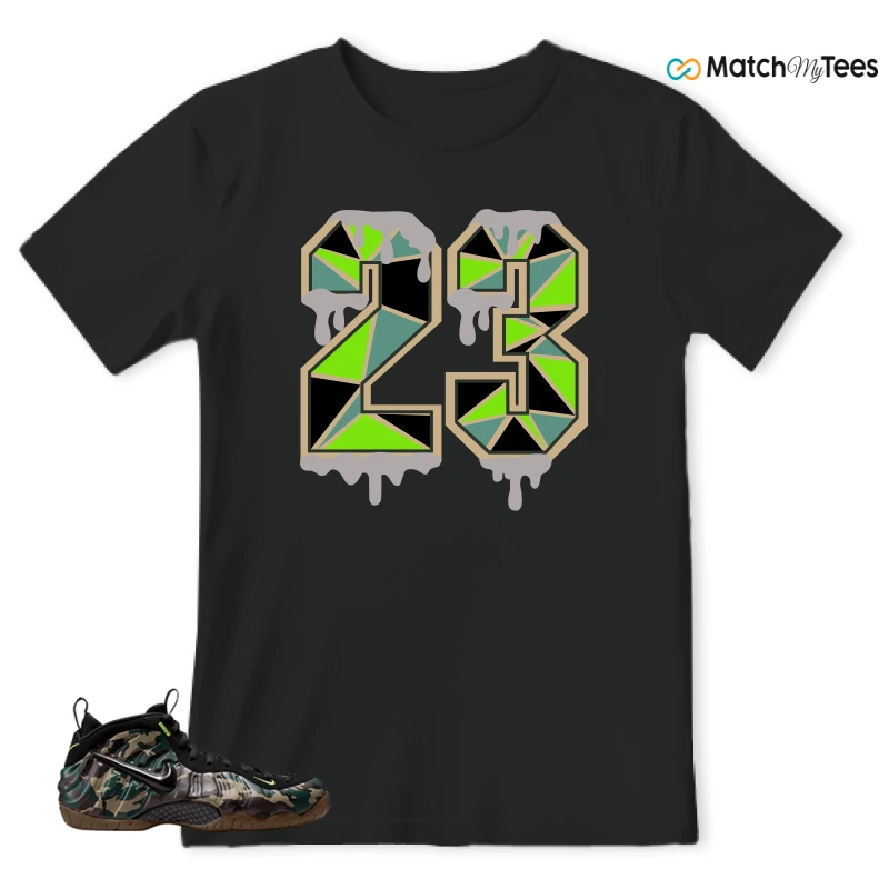 NIKE AIR FOAMPOSITE PRO GREEN CAMO SNEAKER Matching Tees t-shirt