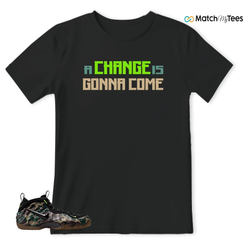 NIKE AIR FOAMPOSITE PRO GREEN CAMO SNEAKER Matching Tees t-shirt