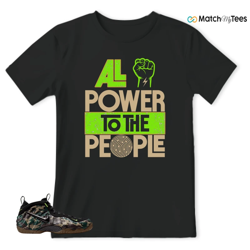 NIKE AIR FOAMPOSITE PRO GREEN CAMO SNEAKER Matching Tees t-shirt