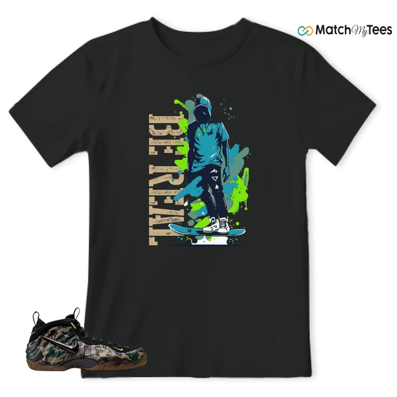 NIKE AIR FOAMPOSITE PRO GREEN CAMO SNEAKER Matching Tees t-shirt