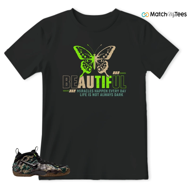 NIKE AIR FOAMPOSITE PRO GREEN CAMO SNEAKER Matching Tees t-shirt