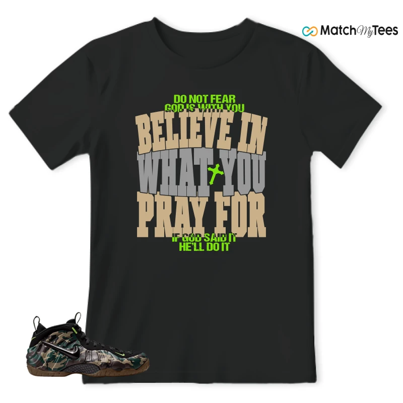 NIKE AIR FOAMPOSITE PRO GREEN CAMO SNEAKER Matching Tees t-shirt