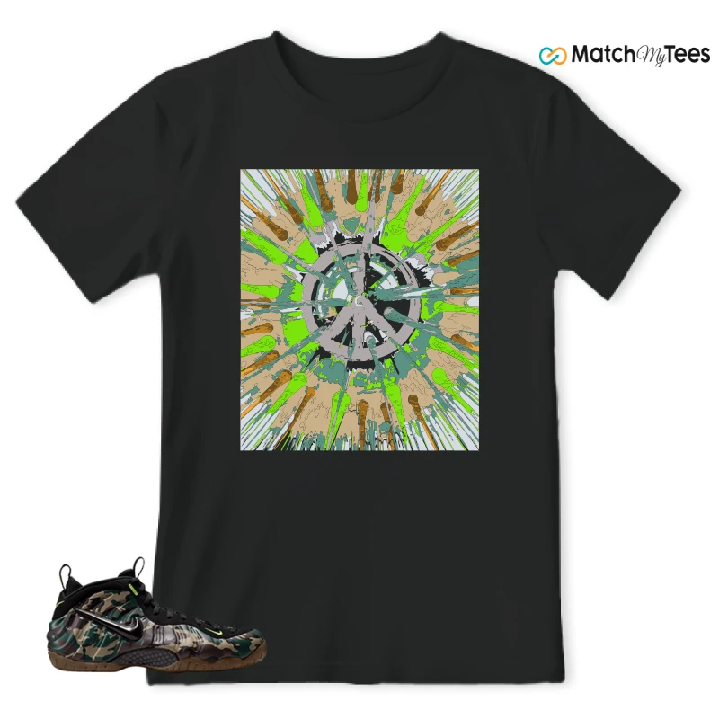 NIKE AIR FOAMPOSITE PRO GREEN CAMO SNEAKER Matching Tees t-shirt