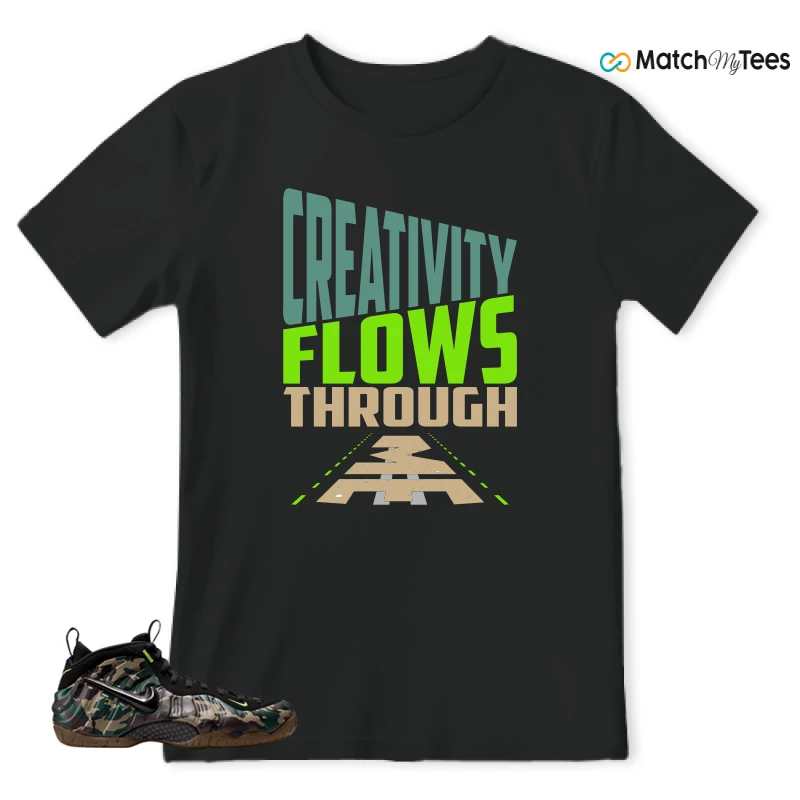 NIKE AIR FOAMPOSITE PRO GREEN CAMO SNEAKER Matching Tees t-shirt