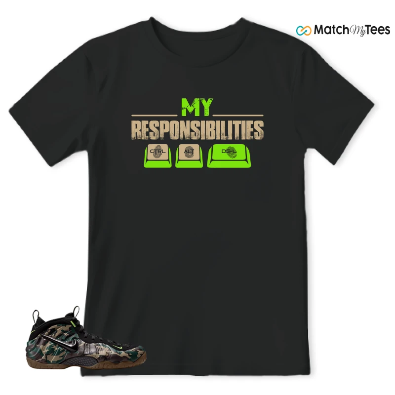 NIKE AIR FOAMPOSITE PRO GREEN CAMO SNEAKER Matching Tees t-shirt