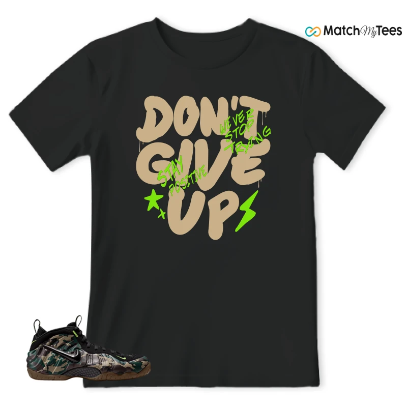 NIKE AIR FOAMPOSITE PRO GREEN CAMO SNEAKER Matching Tees t-shirt