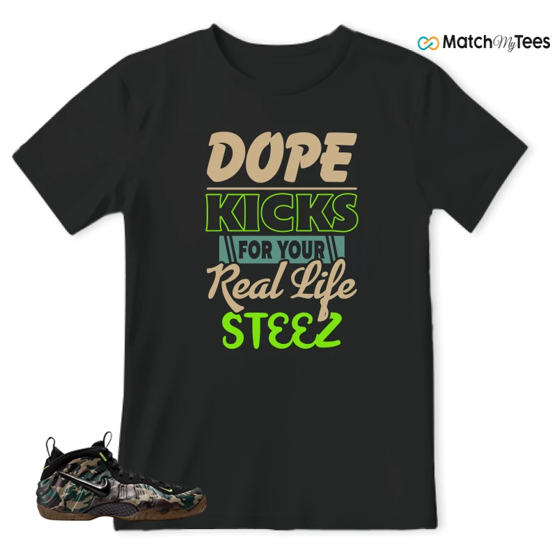 NIKE AIR FOAMPOSITE PRO GREEN CAMO SNEAKER Matching Tees t-shirt