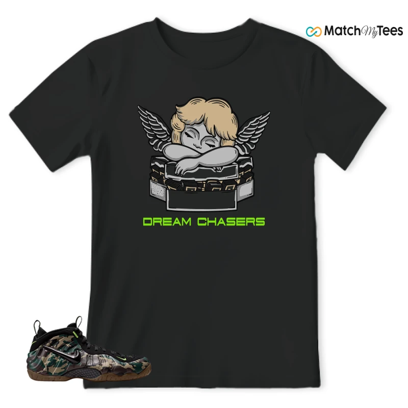 NIKE AIR FOAMPOSITE PRO GREEN CAMO SNEAKER Matching Tees t-shirt